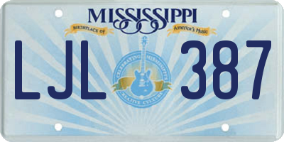 MS license plate LJL387