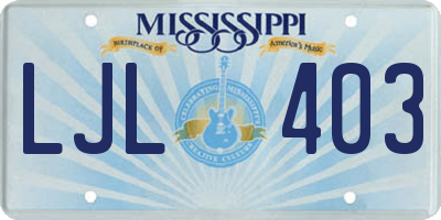 MS license plate LJL403