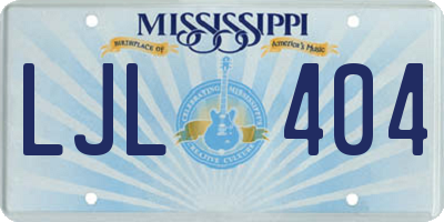 MS license plate LJL404