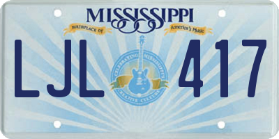 MS license plate LJL417