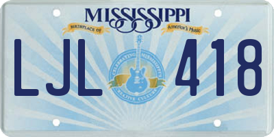 MS license plate LJL418