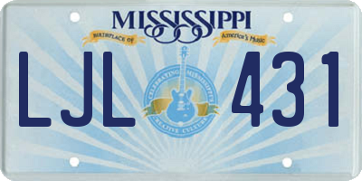 MS license plate LJL431