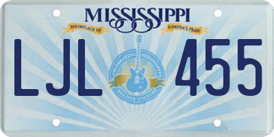 MS license plate LJL455