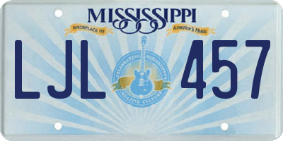 MS license plate LJL457