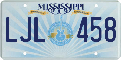 MS license plate LJL458