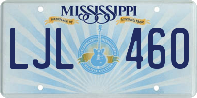 MS license plate LJL460