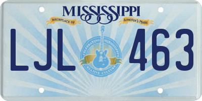 MS license plate LJL463