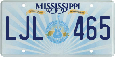 MS license plate LJL465