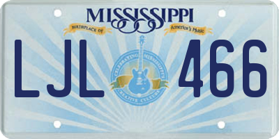 MS license plate LJL466