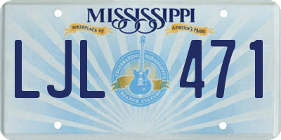 MS license plate LJL471