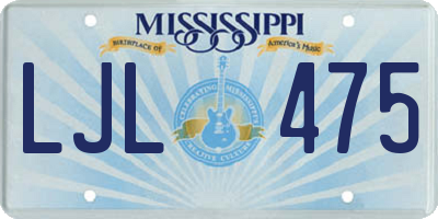MS license plate LJL475