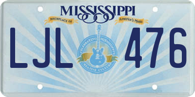 MS license plate LJL476