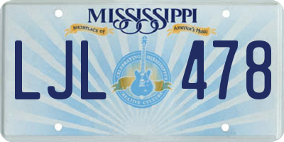 MS license plate LJL478