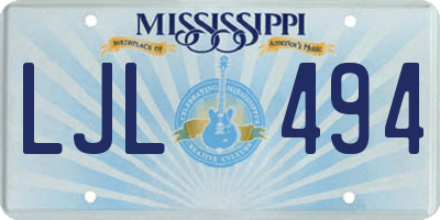 MS license plate LJL494