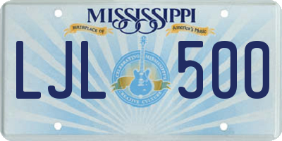 MS license plate LJL500