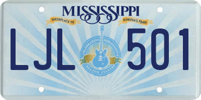 MS license plate LJL501