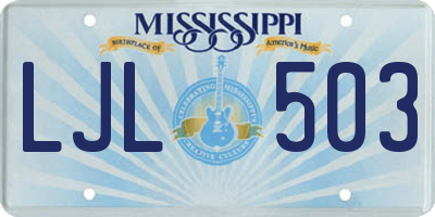 MS license plate LJL503
