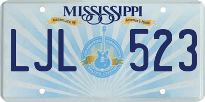 MS license plate LJL523