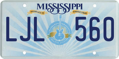 MS license plate LJL560