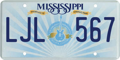 MS license plate LJL567