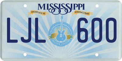 MS license plate LJL600