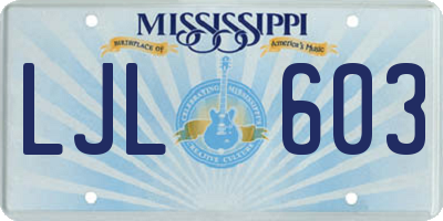 MS license plate LJL603