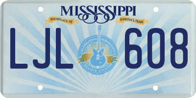 MS license plate LJL608