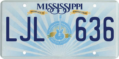 MS license plate LJL636