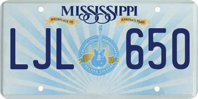 MS license plate LJL650