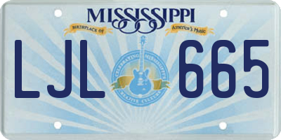MS license plate LJL665