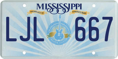 MS license plate LJL667