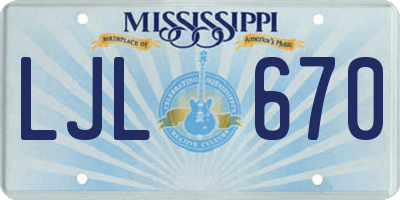 MS license plate LJL670