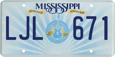 MS license plate LJL671