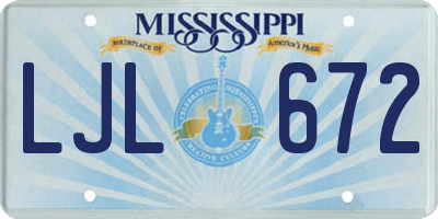 MS license plate LJL672