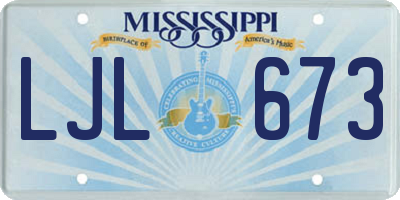 MS license plate LJL673