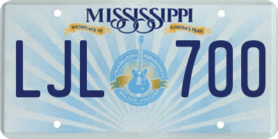 MS license plate LJL700