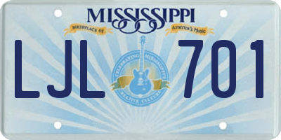 MS license plate LJL701