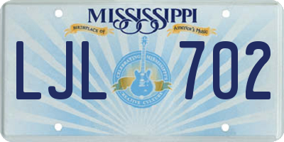 MS license plate LJL702