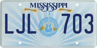 MS license plate LJL703