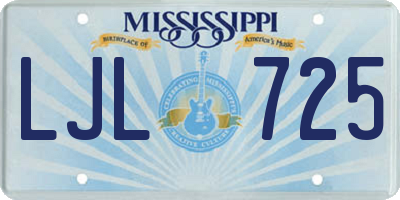 MS license plate LJL725