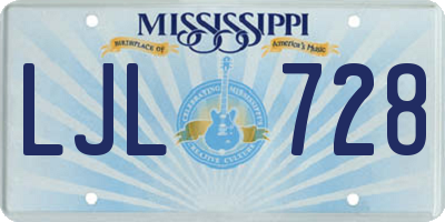 MS license plate LJL728