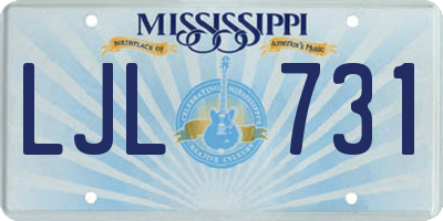 MS license plate LJL731