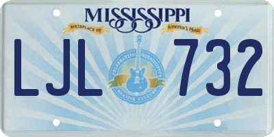 MS license plate LJL732