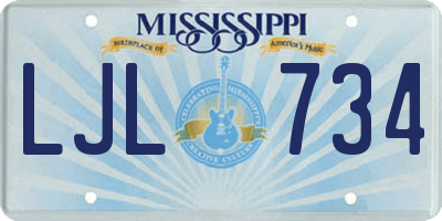 MS license plate LJL734