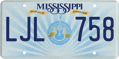 MS license plate LJL758