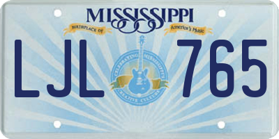 MS license plate LJL765