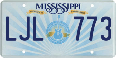 MS license plate LJL773