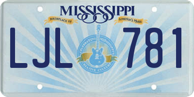 MS license plate LJL781