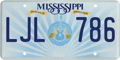 MS license plate LJL786