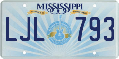 MS license plate LJL793